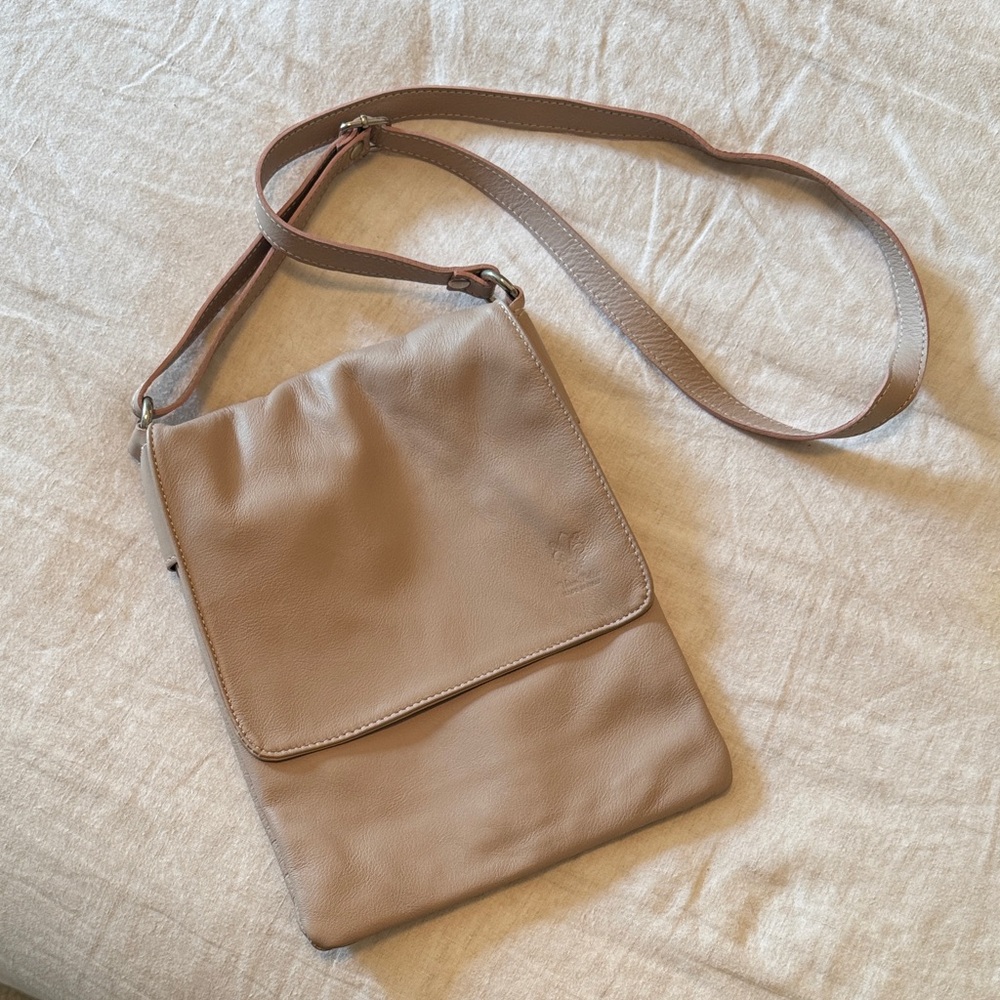 Light Blush Pink Leather Crossbody Bag